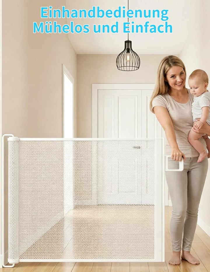 Treppenschutzgitter Ausziehbar für Babys, 0-150cm Treppenschutzgitter Türschutzgitter Ausziehbar Gee