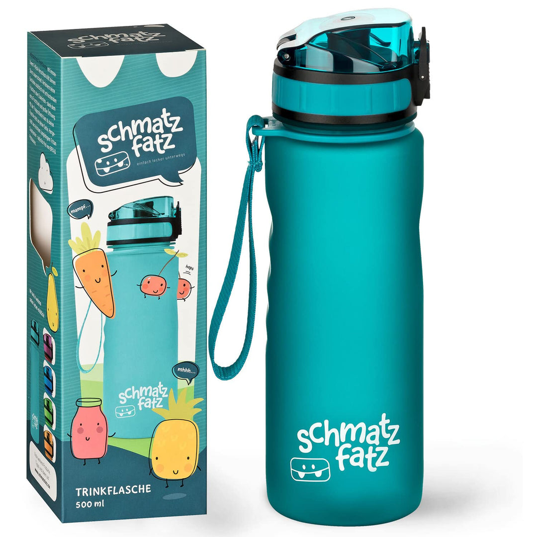 schmatzfatz Trinkflasche Kinder Auslaufsicher 0,5L, Sport Trinkflasche Schule zum Wandern & Fitnesss