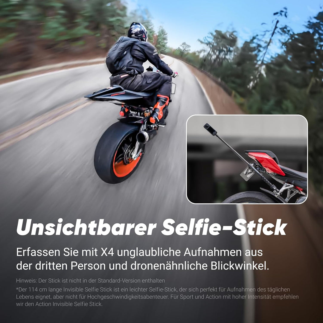 Insta360 X4 – wasserdichte 8K 360°-Action-Cam, 4K Weitwinkelvideos, Unsichtbarer Selfie-Stick Effekt