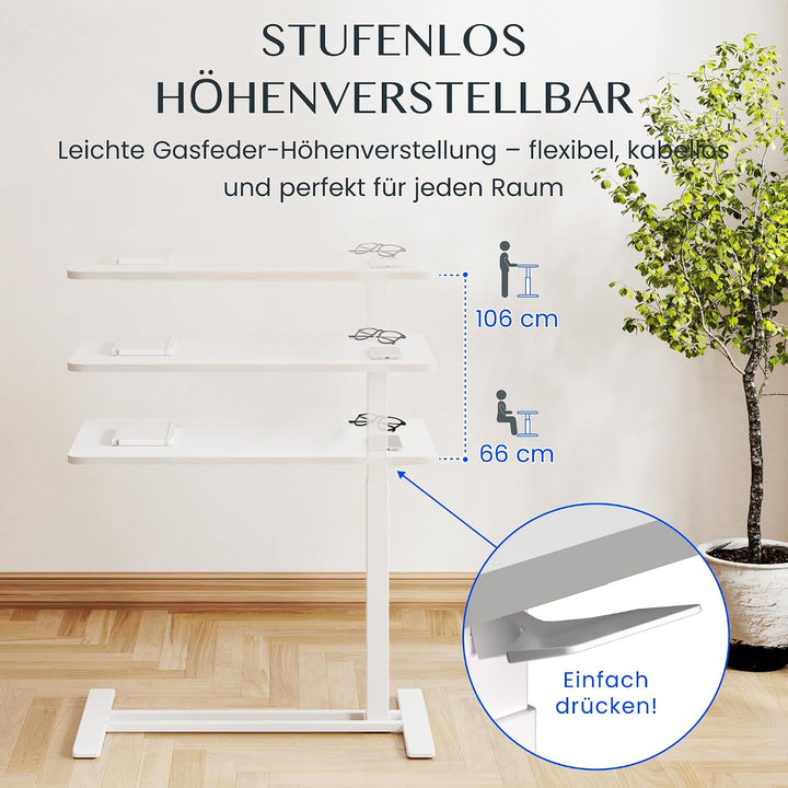 FLEXISPOT Beistelltisch höhenverstellbar mit Rollen, stufenlose Gasfeder | Computertisch/Nachttisch/