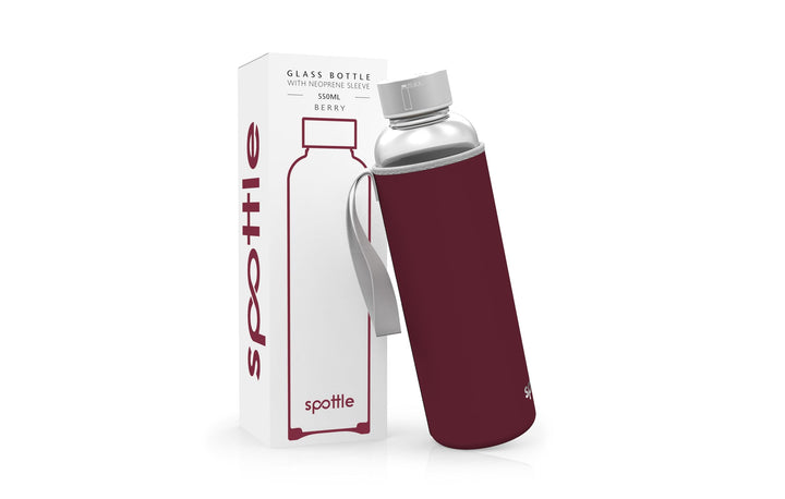 spottle Trinkflasche aus Glas 1l - Glasflasche 500ml - 750ml - 1 liter mit Neoprenhülle - Schutzhüll