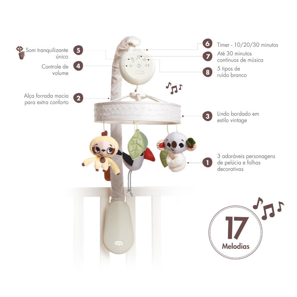Tiny Love Boho Chic Luxe Baby-Mobile, Stylisches Mobile mit Beruhigenden Melodien, Timer und LED Lic