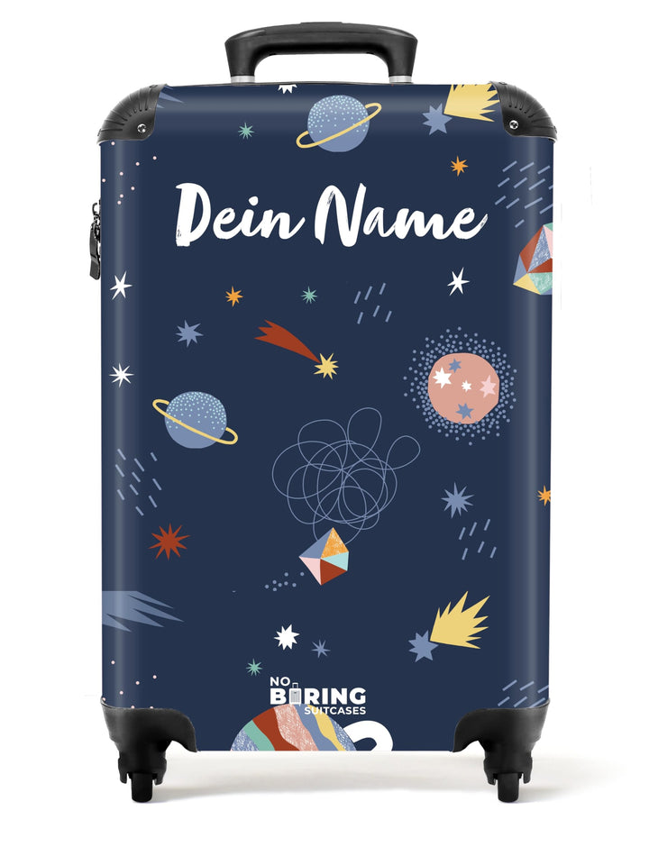 NoBoringSuitcases.com® Kinderkoffer - Koffer Kinder - Hartschalenkoffer Planetenmuster - Koffer Dunk
