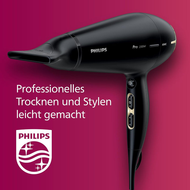 Philips Haartrockner Prestige Pro, Haartrockner für professionelles Trocknen und Styling, mit 2 Styl