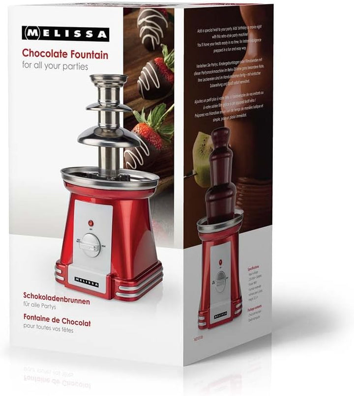 Melissa 16310186 Retro Schokoladenbrunnen 3-stufig - elegantes Design 32 cm, Warmhaltefunktion, idea