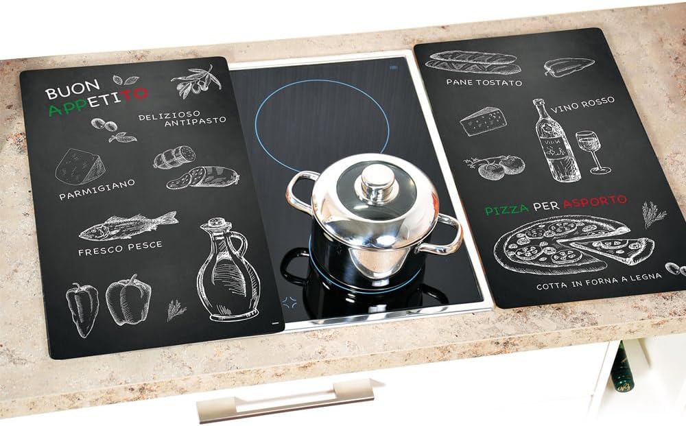 Kesper | Multi-Glasschneideplatte 2er Pack, Material: Glas, Masse: 52 x 30 x 0.5 cm, Motiv: Ristoran