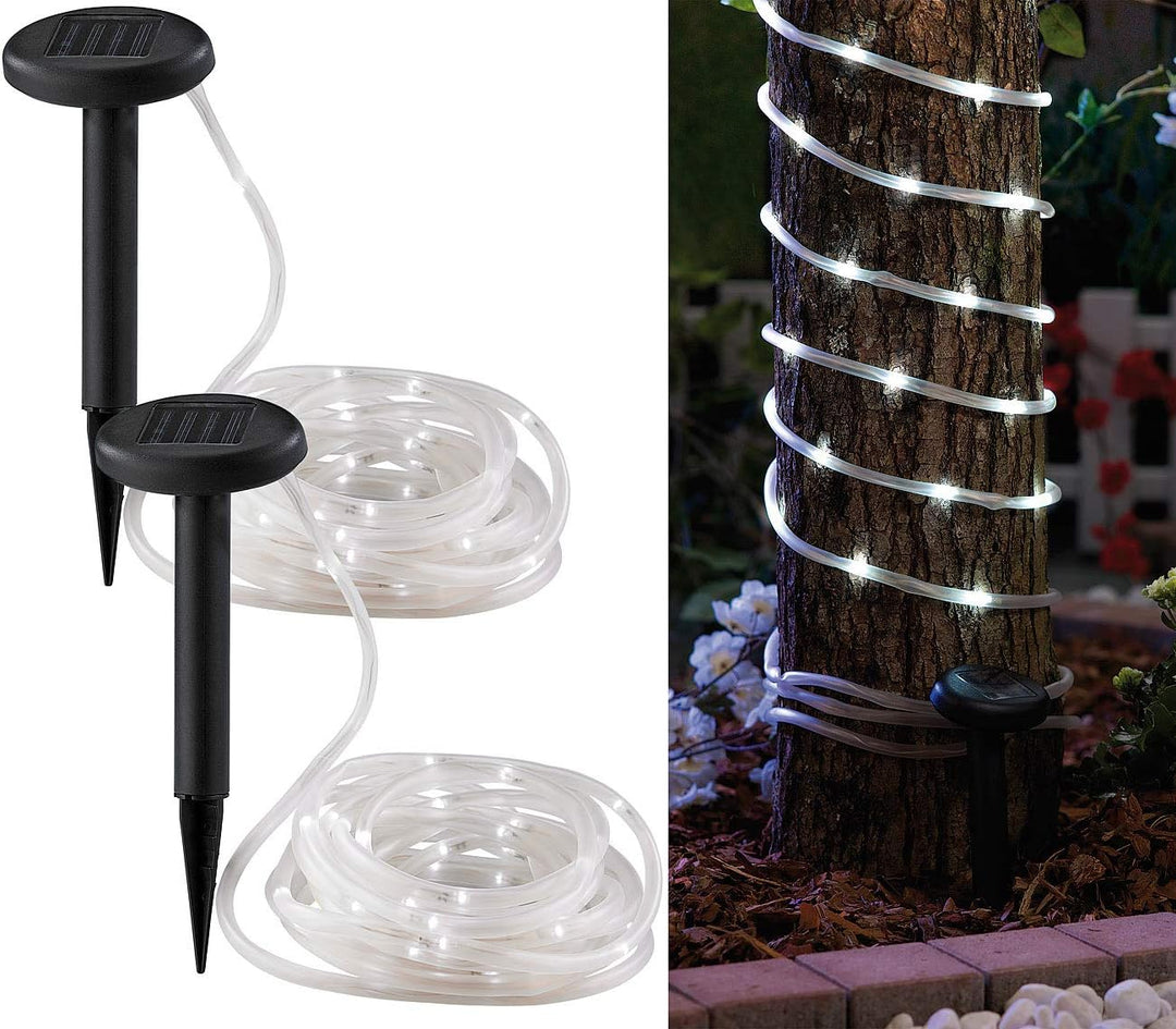 Lunartec Solar Schlauch: 2er-Set Solar-Lichtschläuche mit je 50 weissen LEDs, je 5 m (Lichtschlauch