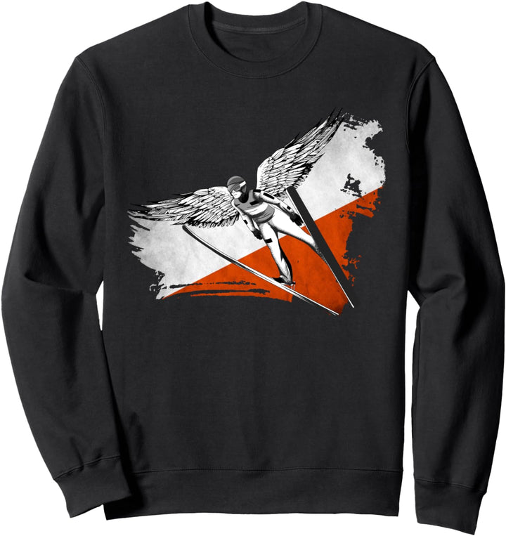 Vintage Skispringer Polen Flagge Skispringen Skifliegen Sweatshirt