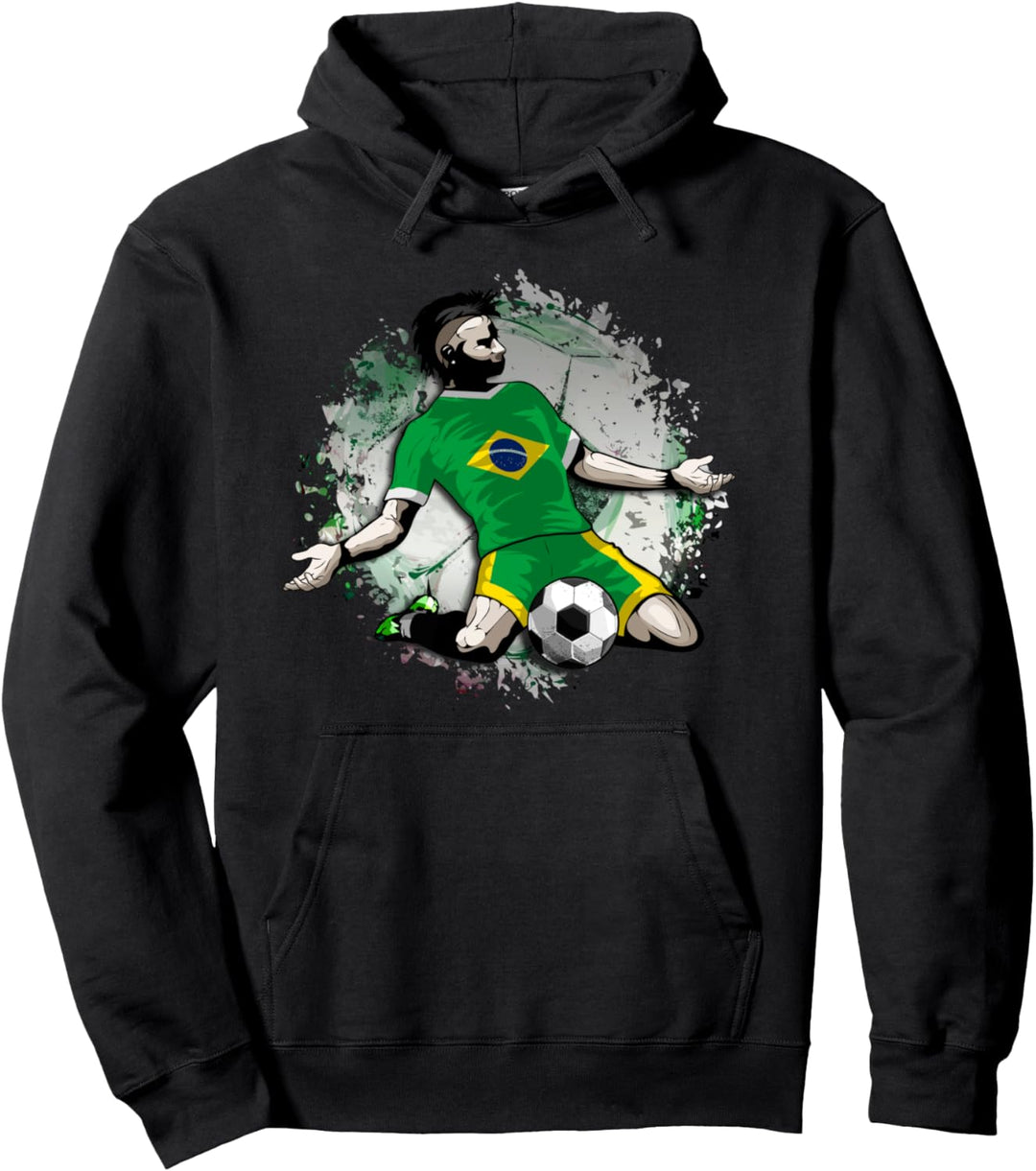 Brasilien Fussball Brasilianische Nationalflagge Football Art Pullover Hoodie