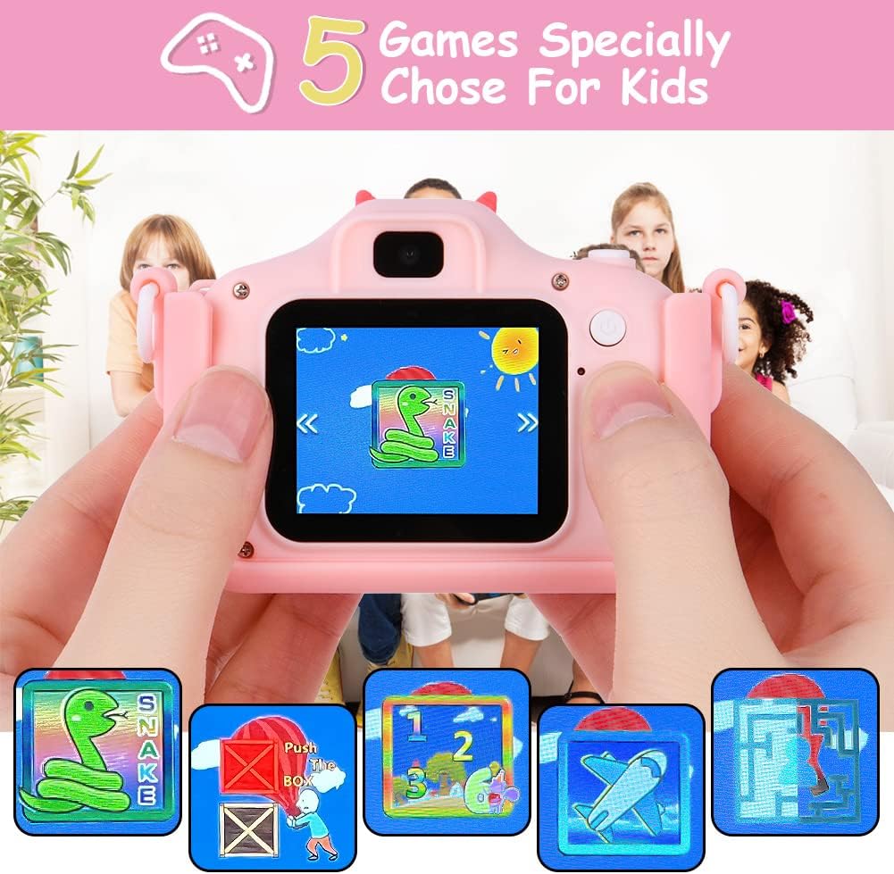 OSDUE Kinderkamera, 2.0”Display Digitalkamera Kinder, 1080P HD Eingebaute 32GB SD-Karte Selfie Digit