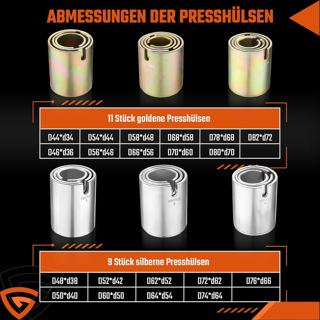 GEARMONSTER 26tlg Druckhülsen Zughülsen Satz, Radlager Gummibuchsen Abzieher Set, Abzieher Ausdrücke