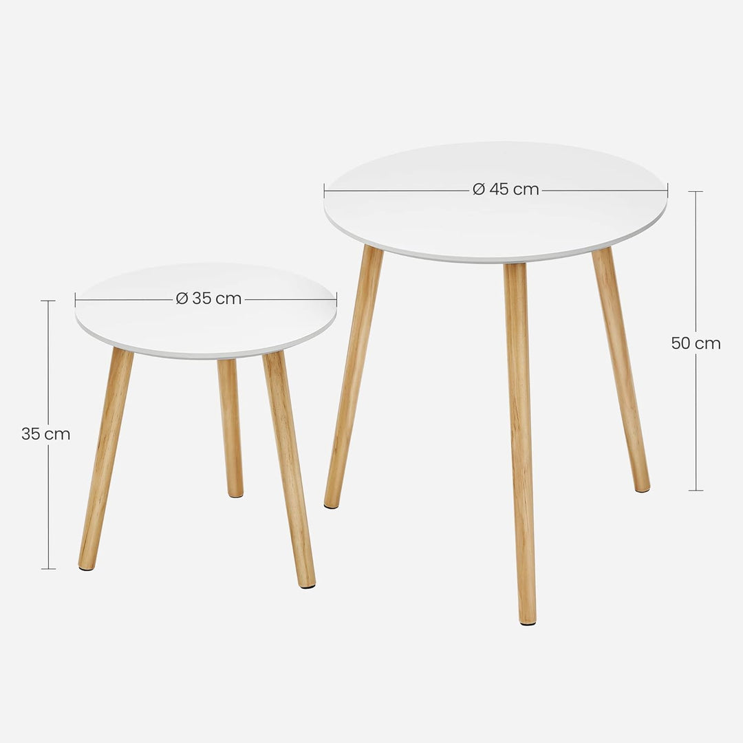 SONGMICS Beistelltisch-Set rund, 2 Moderne Sofatische, minimalistisch, skandinavischer Stil, Couchti