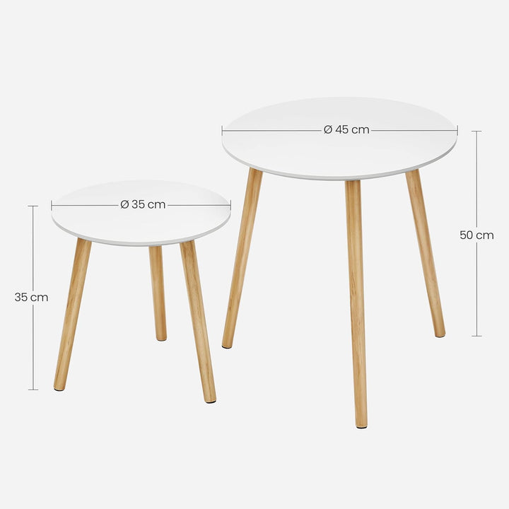 SONGMICS Beistelltisch-Set rund, 2 Moderne Sofatische, minimalistisch, skandinavischer Stil, Couchti