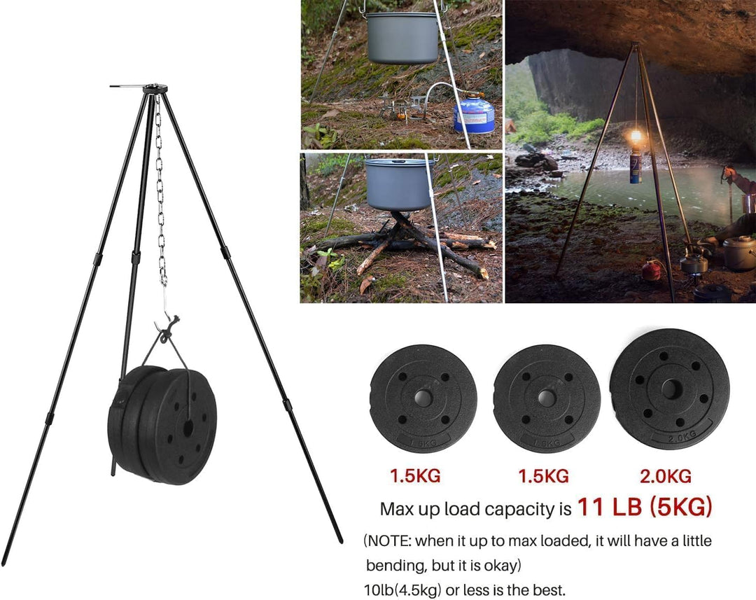 Camping Tripod Campfire Cooking Dutch Oven Tripod Mini Adjustable Grill Tripod Cooker Campfire Grill