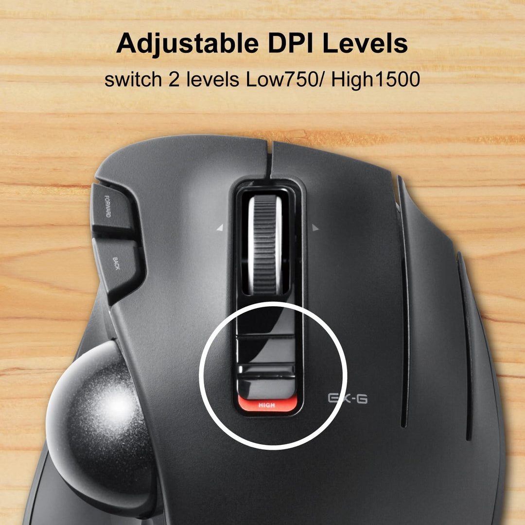 ELECOM M-XT3DRBK Wireless Trackball Mouse, 6-Button with Smooth Tracking Function, Video Gaming Sens