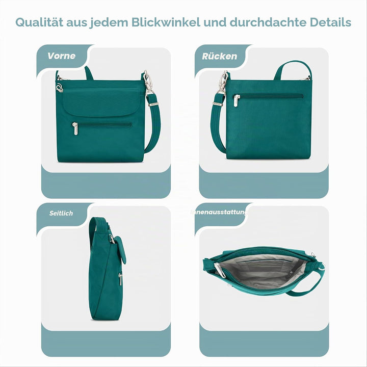 Travelon Unisex Anti-diebstahl Klassische Schultertasche Mini-Umhängetasche Fichte, Fichte
