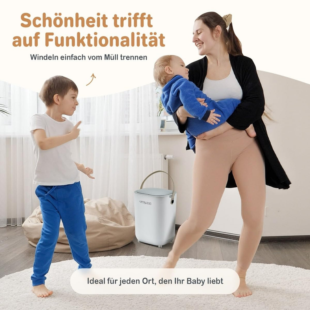 Twinky Windeleimer für Babys – Windeleimer ohne Kassette – Platzsparender Windelbehälter mit Deckel