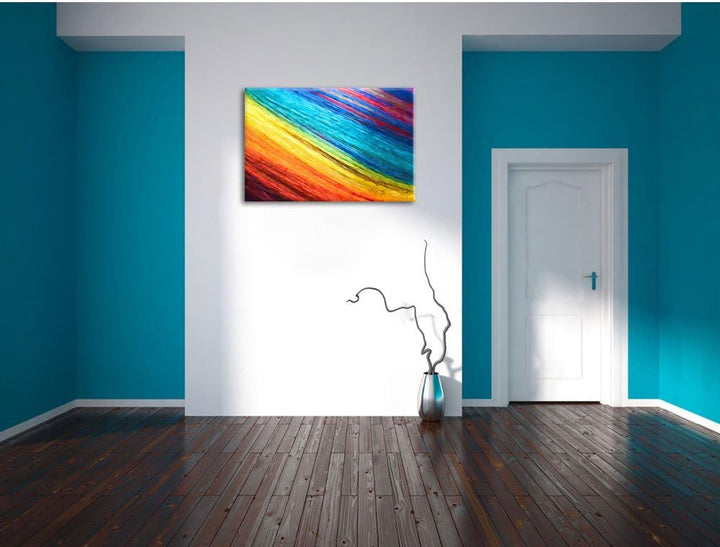 Pixxprint Bunte Streifen als Leinwandbild/Grösse: 100x70 cm/Wandbild/Kunstdruck/fertig bespannt, 100