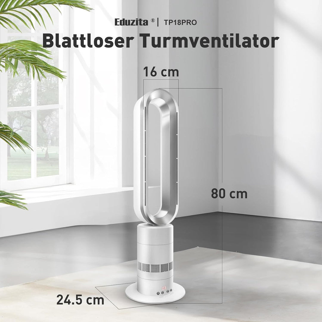 TP18Pro 2-in-1 Bladeless Turmventilator - Heizgerät & Kühlventilator, 10 Kühl- & 3 Heizstufen, Fernb