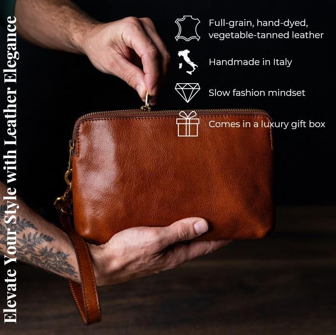 Time Resistance Leder Clutch für Herren – Organizer Tasche für Herren – Handgelenktasche – Aktentasc