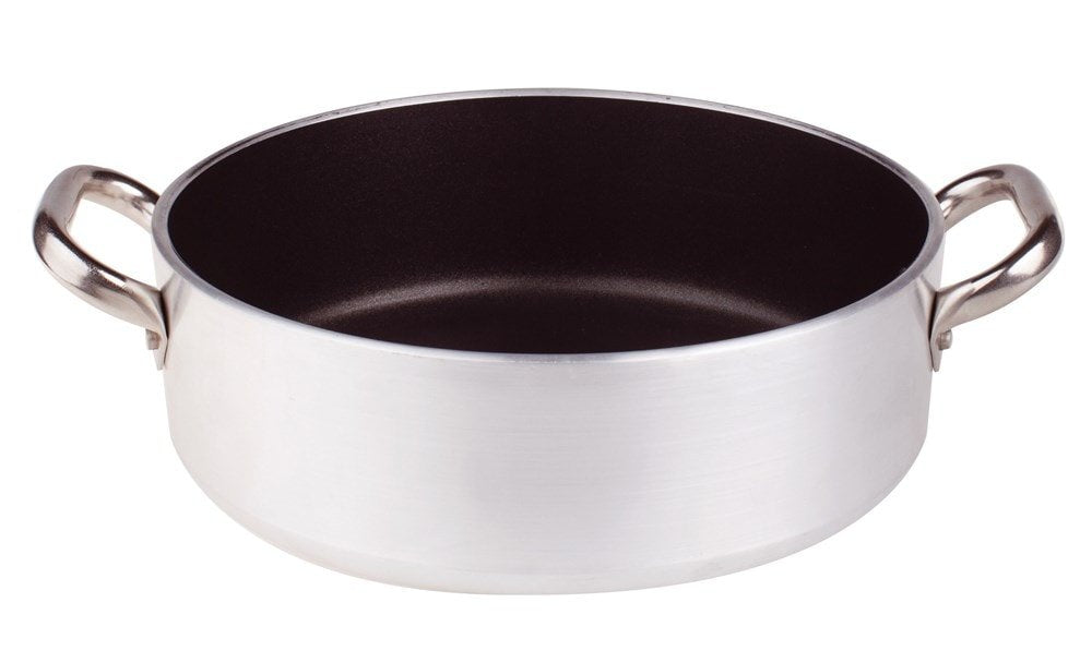 Pentole Agnelli ALSA2106S36 Stielkasserolle mit Griffen, Aluminium, Silber, 36 cm, 36 cm