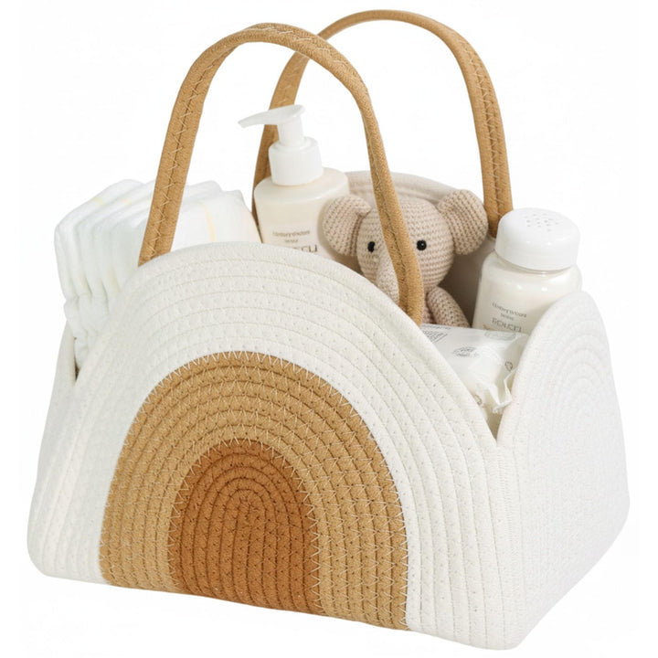 Wickeltasche Organizer Baumwollseilkorb Baby Windel Caddy Korb Tragbar mit robusten Griffen & abnehm