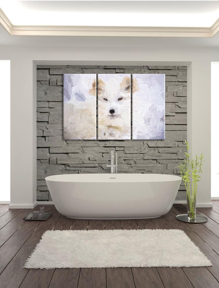 Pixxprint weisser Fuchs als Leinwandbild/Grösse: 3 Teilig (120x80) cm/Wandbild/Kunstdruck/fertig bes