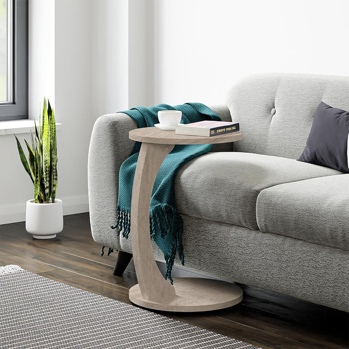 [en.casa] Beistelltisch Holeby Couchtisch Sofatisch auf Rollen Betttisch Laptoptisch C-Form Wohnzimm