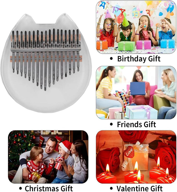 Daumen-Finger-Klavier 17-Tasten-Mini-Kalimba-Daumenklavier Acryl-Bär-Muster-Brett-Finger-Klavier Lei