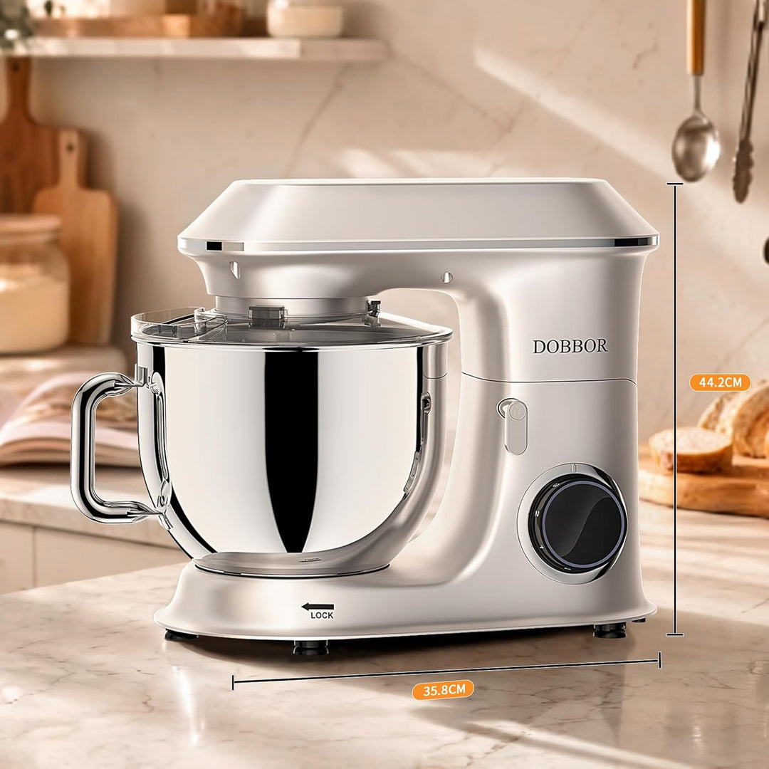 9.5L Küchenmaschine Knetmaschine 1500W, DOBBOR Rührmaschine mit Rührbesen, Knethaken, Schlagbesen, S
