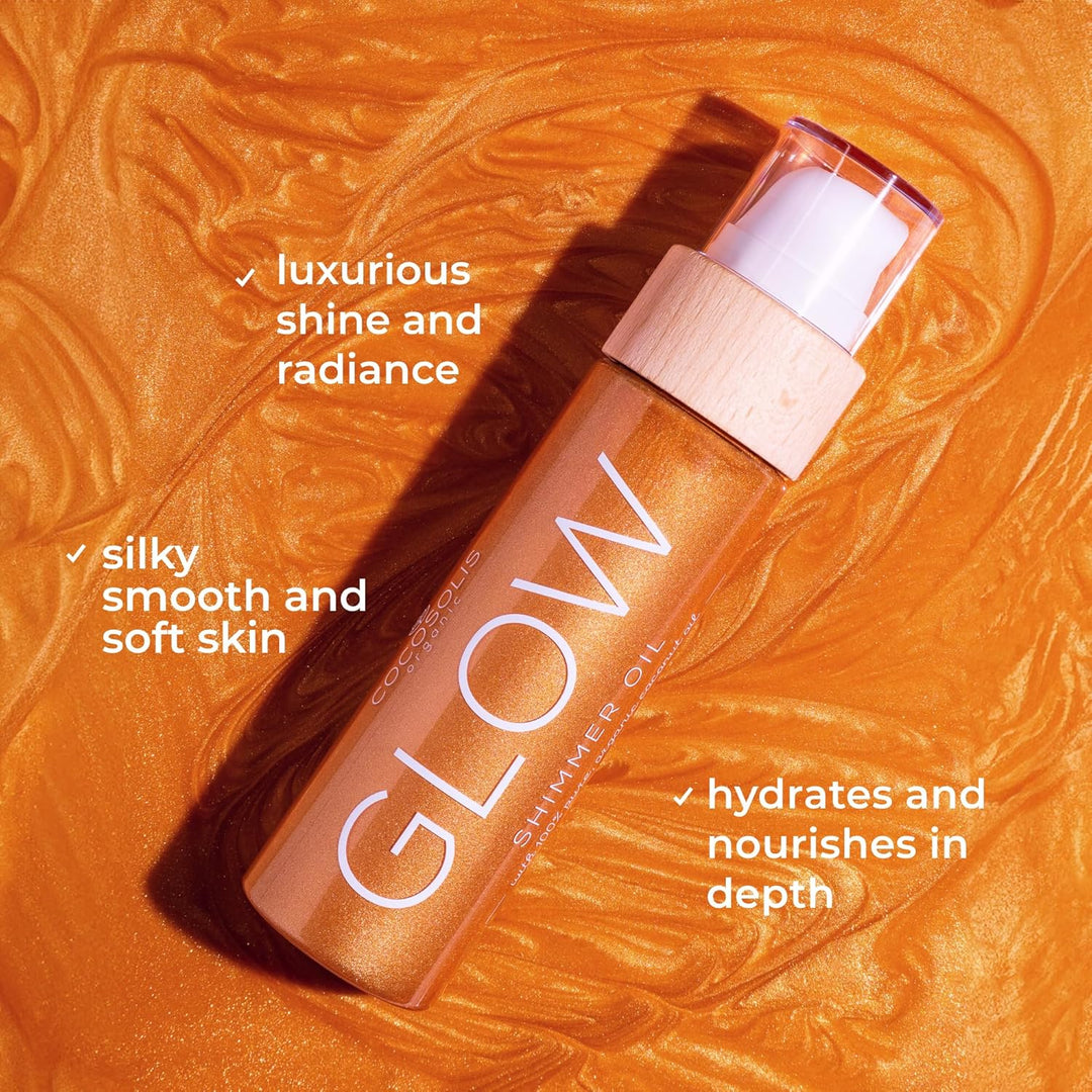 COCOSOLIS GLOW Shimmer Oil - Bio Trockenöl - Schimmerndes Körperöl mit glänzenden Partikel, Verleiht
