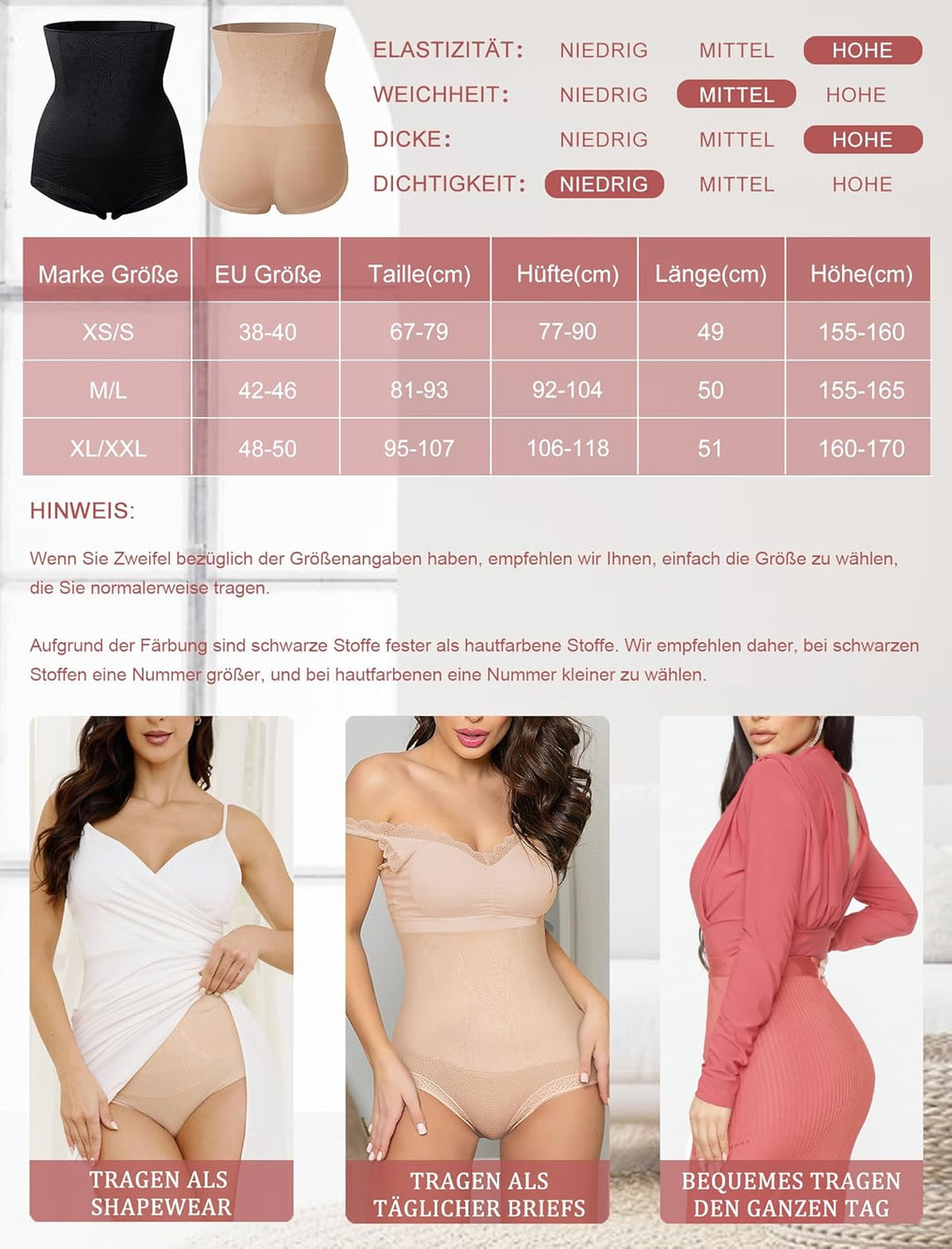 SURE YOU LIKE Shapewear Damen Bauchweg Unterhose Hohe Taille Figurenformender Miederslip Miederhose