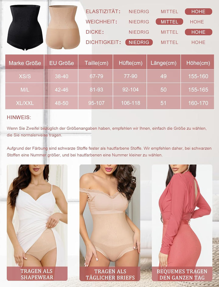 SURE YOU LIKE Shapewear Damen Bauchweg Unterhose Hohe Taille Figurenformender Miederslip Miederhose