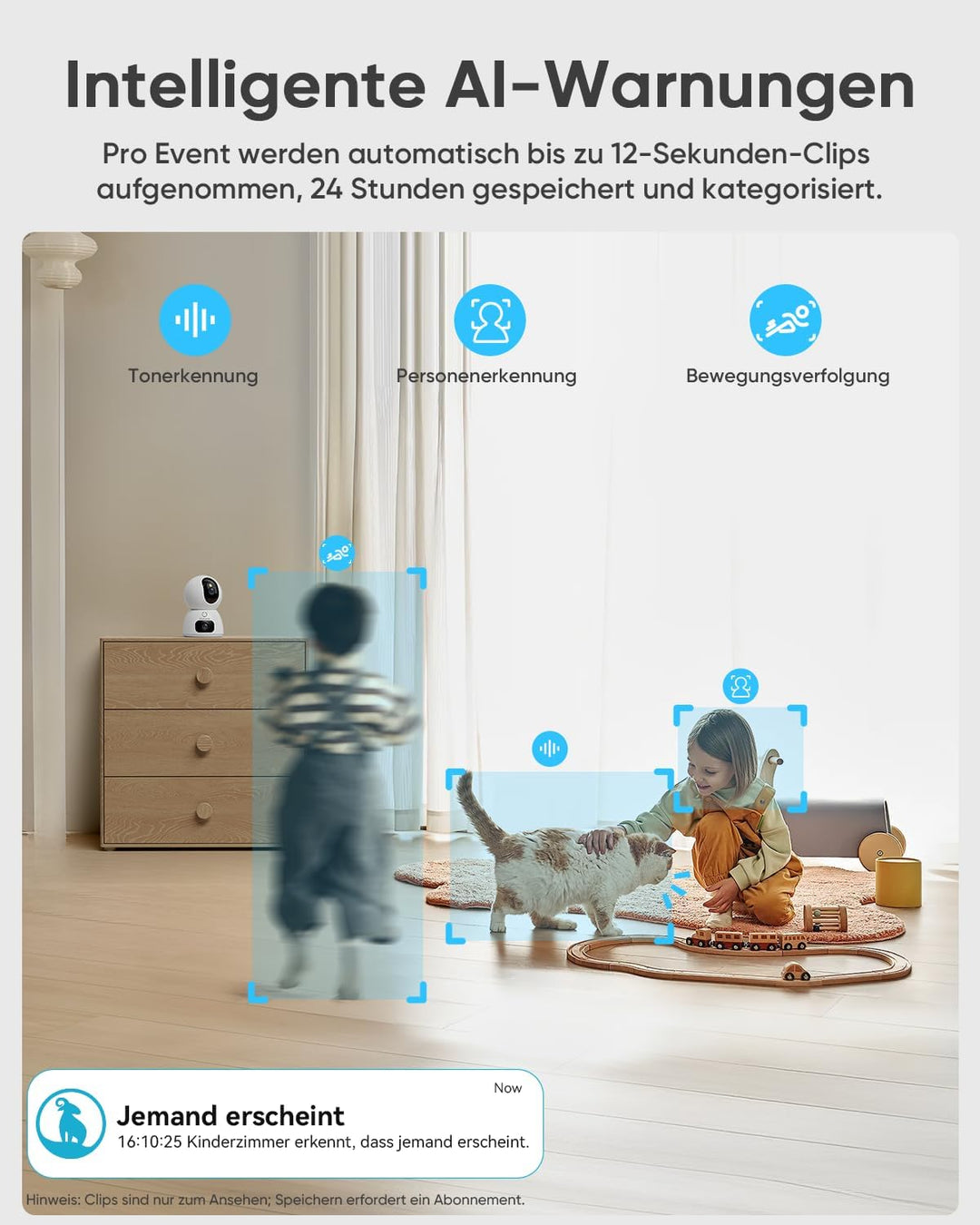 blurams Überwachungskamera Innen, 2K Dual-Objektiv Hundekamera, Kamera Überwachung Innen mit 360° Ab