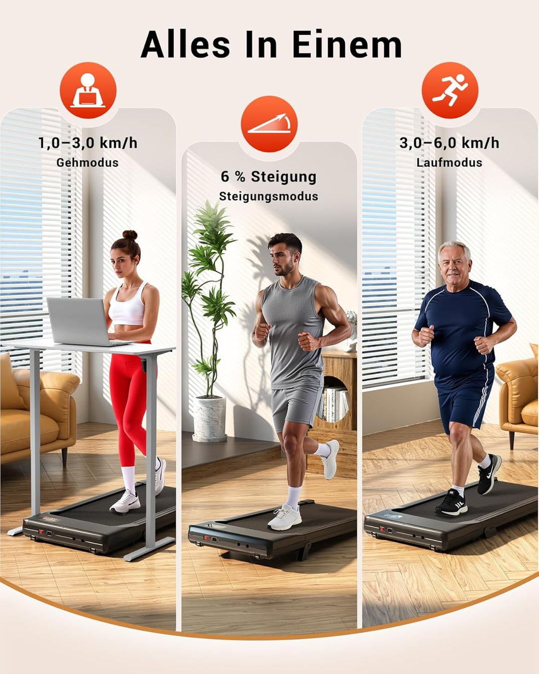 Superun Raceable Walking Pad, Laufband für Zuhause 2.5 PS mit App und Fernbedienung, Laufband Schrei