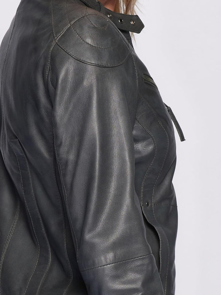MAZE Damen Lederjacke 31Ryana S dark grey, S dark grey
