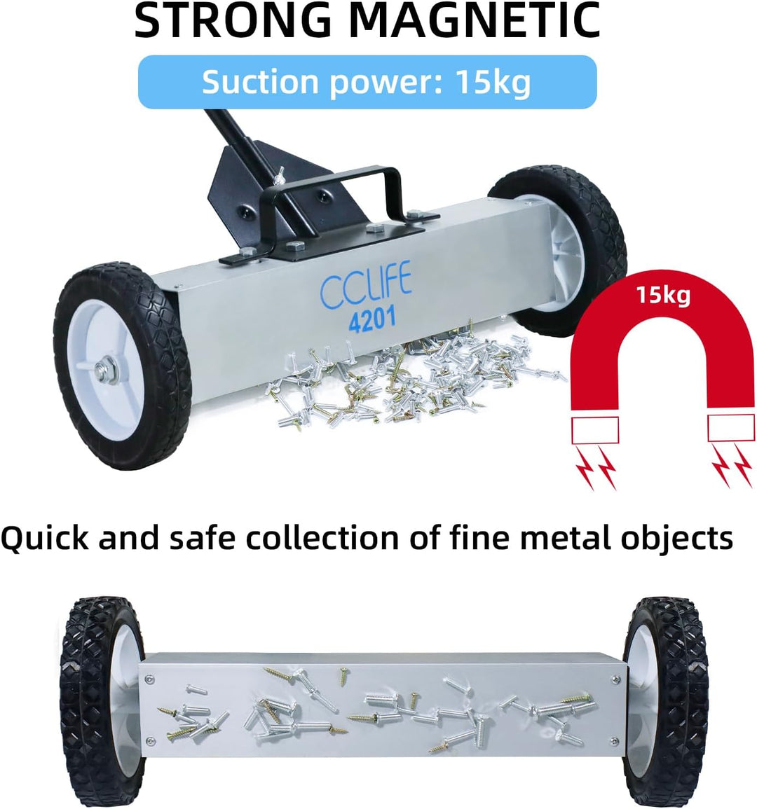 CCLIFE Magnetbesen 45CM Magnetbesen Stark Maximalen 23 KG Ausziehbarem Griff Dreistufige Höhenverste