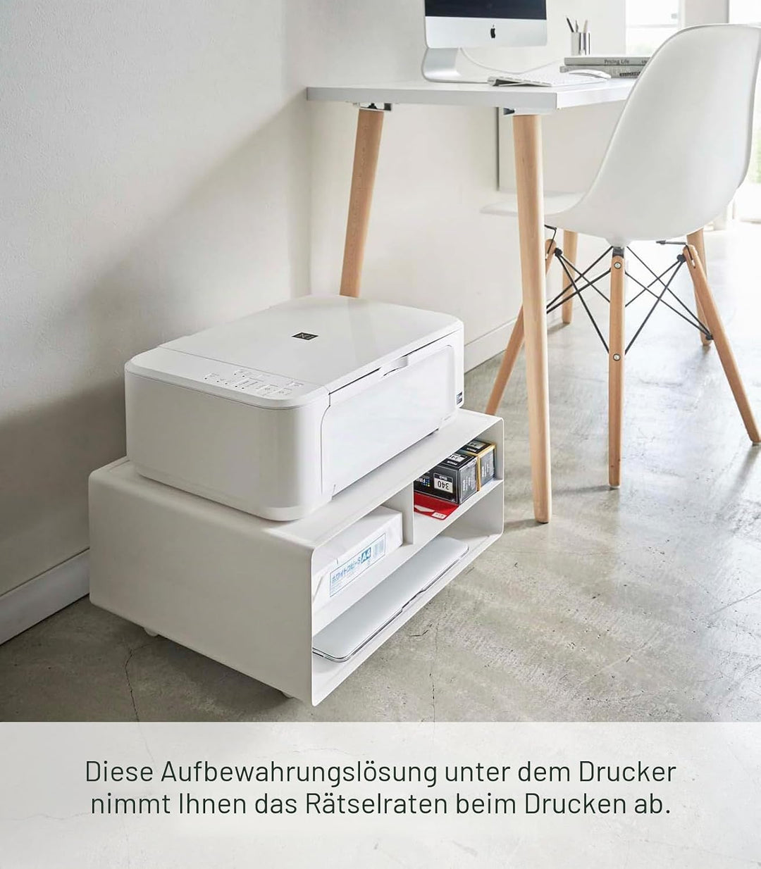 YAMAZAKI Tower Druckerstation, Legierter Stahl, Weiss, One Size