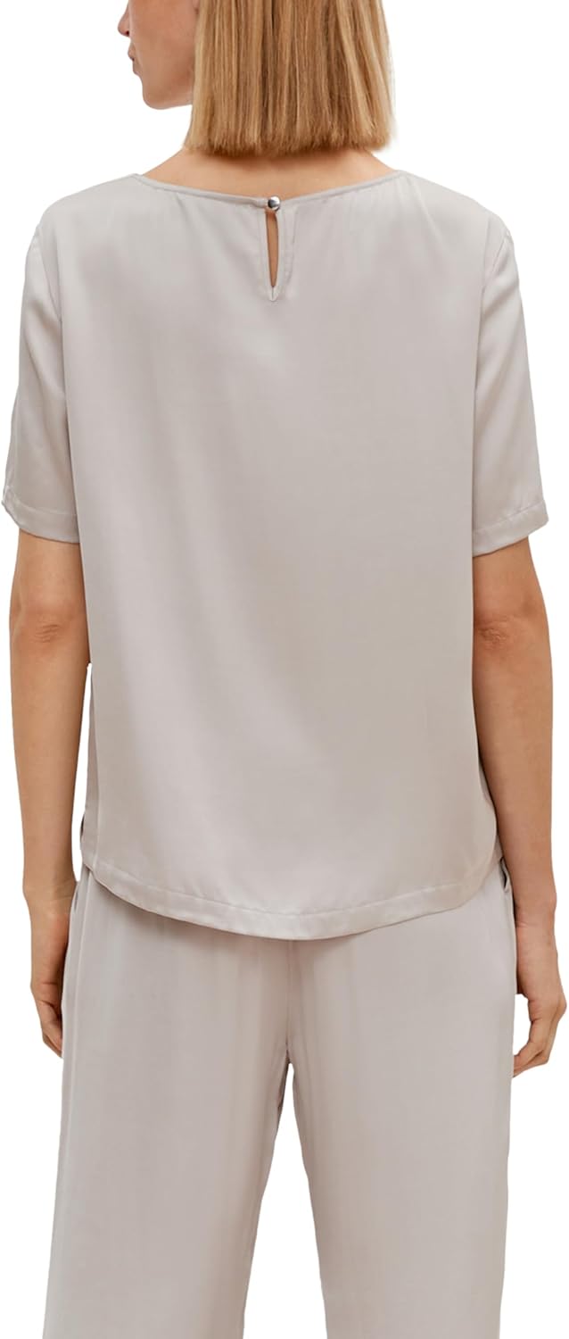 Comma Damen Blusenshirt aus Satin Bluse 34 8026_helles Beige, 34 8026_helles Beige