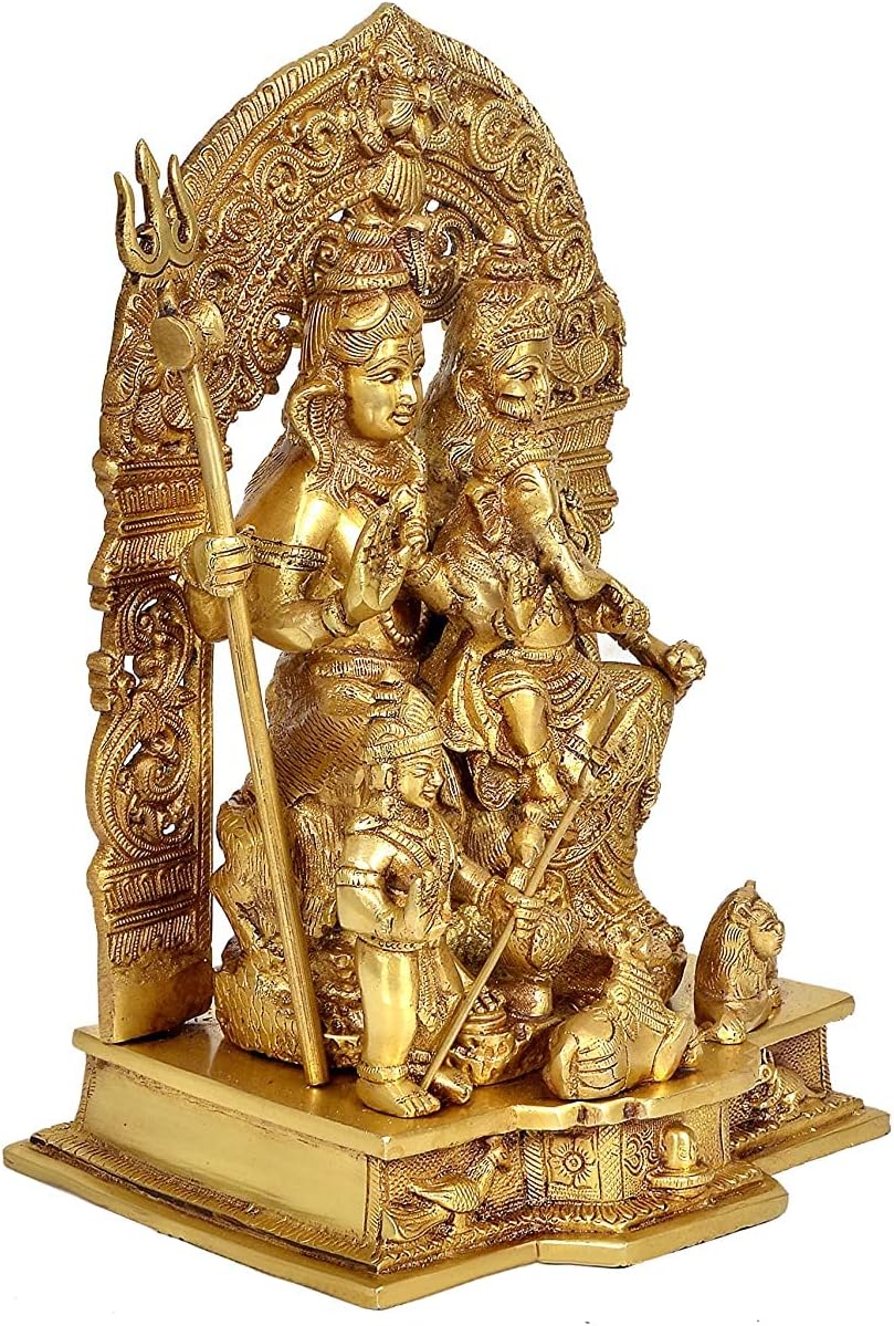 AONA Shiv Parivar Messing Pooja Idol/Messing Made Shiv Parivar/Shiv Parvati Ganesh Idol für Glück, E