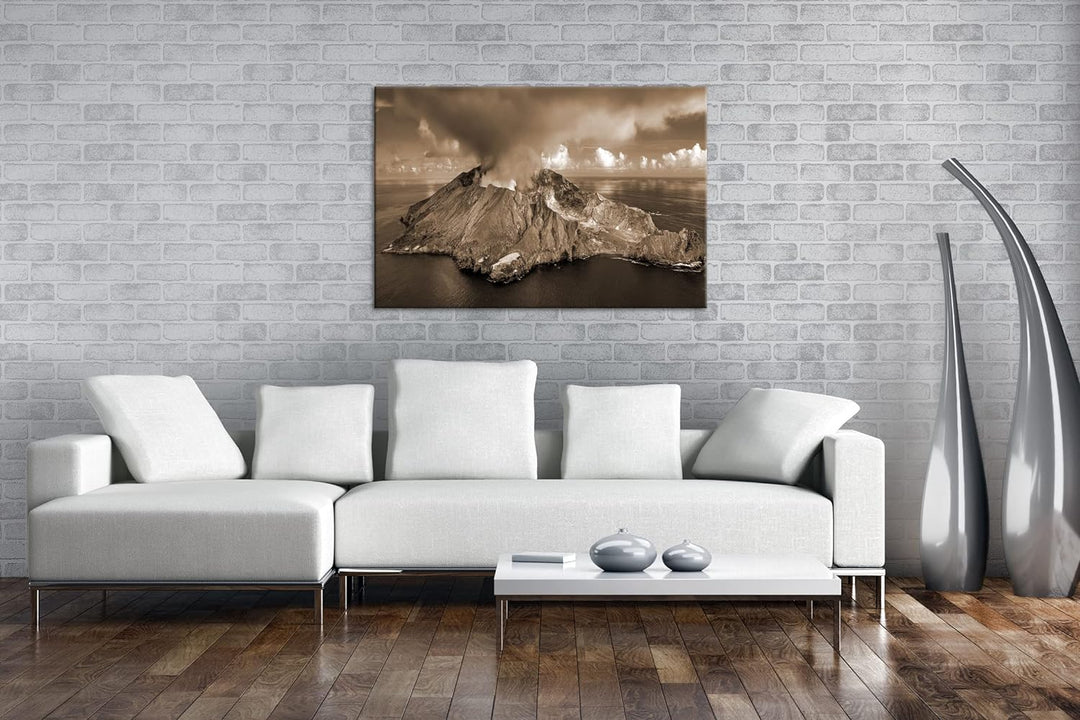 deyoli aktive Vulkanlandschaft Neuseelands Format: 80x60 als Leinwand, Effekt: Sepia, Motiv fertig g