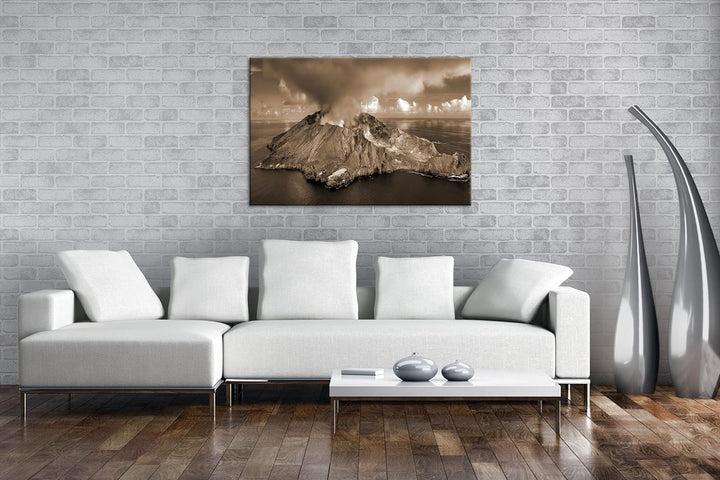 deyoli aktive Vulkanlandschaft Neuseelands Format: 80x60 als Leinwand, Effekt: Sepia, Motiv fertig g