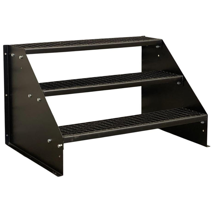 SRM Design 3 Stufen Treppe Breite 90 cm Standtreppe Stahltreppe Wangentreppe Gitterrosttreppe Aussen