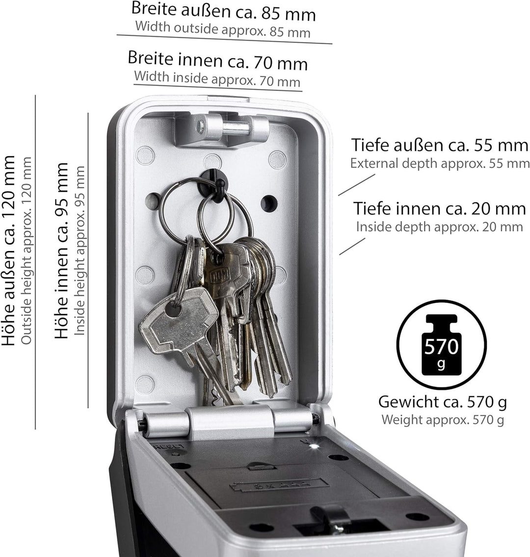 ONVAYA® Elektronischer Schlüsselkasten | Schlüsseltresor mit individuell einstellbarem Zahlencode |