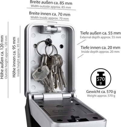 ONVAYA® Elektronischer Schlüsselkasten | Schlüsseltresor mit individuell einstellbarem Zahlencode |