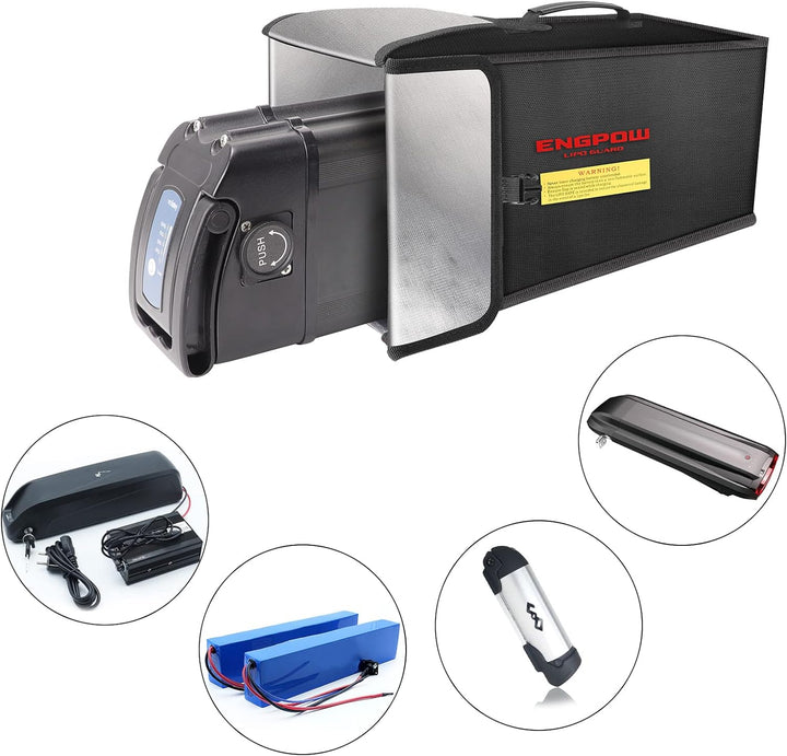 Ebike Akku Tasche Feuerfest bis 2000°F Batterie Tasche Akkutasche Wasserdicht & Explosionssicher,Lip