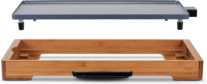 Livoo - Plancha Bambus mit Keramikbeschichtung DOC322-2200 W, 50 x 24,5 cm, ohne PFOA: PFOS, Schwarz