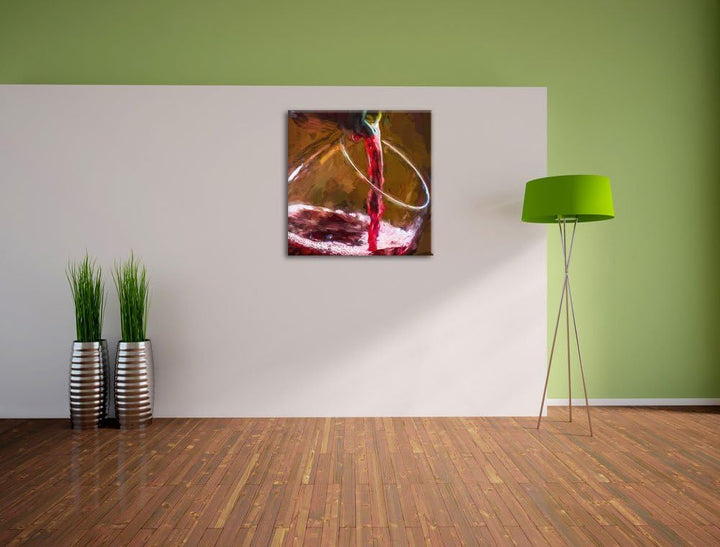 Pixxprint Rotwein einschenken als Leinwandbild/Grösse: 70x70 cm/Wandbild/Kunstdruck/fertig bespannt,