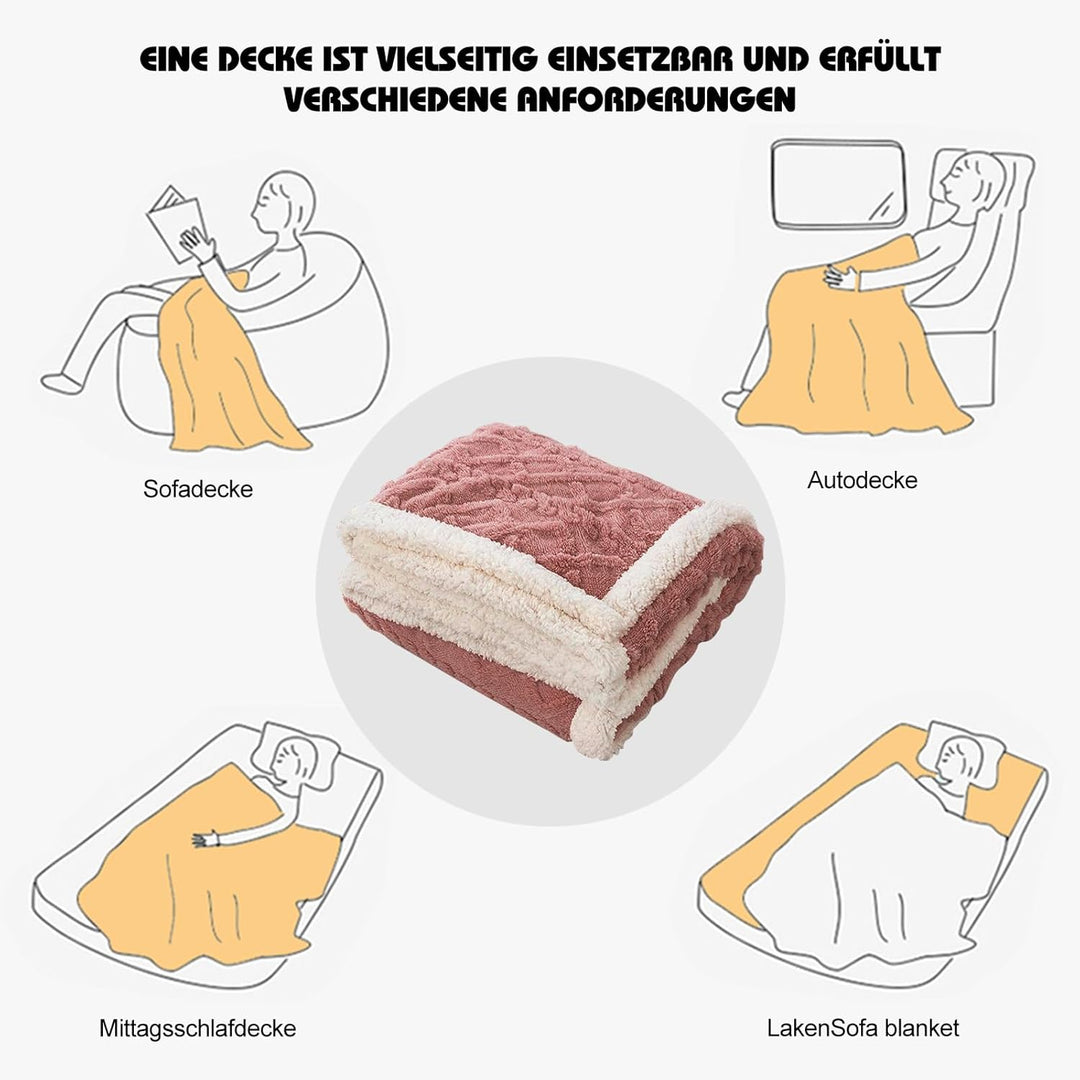 Ergocar Flauschige Kuscheldecke, Sofadecke Doppelgesicht Dicke Decke, Dicke Warme Sherpa Fleece Plüs