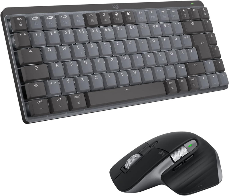 Logitech MX Mechanical Mini kabellose TKL-Tastatur mit Beleuchtung, Tactile Quiet, und MX Master 3S